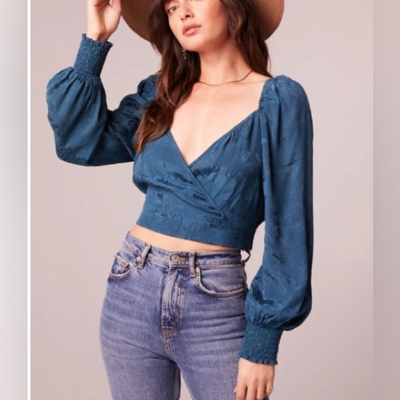 Band of the Free Womens Size L Romantic Whimsigoth Boho Deep Teal Crossover Top - Picture 3 of 11